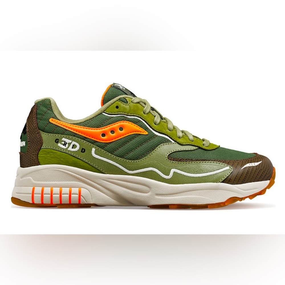 New SAUCONY 3D Grid Hurricane Tortoise Sneakers size 6 men’s or size 7.5 - Picture 3 of 6